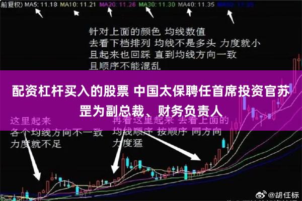 配资杠杆买入的股票 中国太保聘任首席投资官苏罡为副总裁、财务负责人