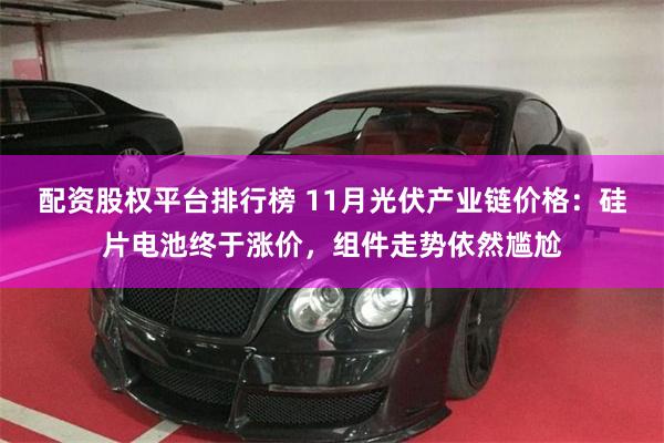 配资股权平台排行榜 11月光伏产业链价格：硅片电池终于涨价，组件走势依然尴尬