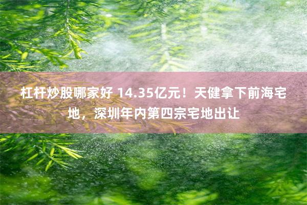 杠杆炒股哪家好 14.35亿元！天健拿下前海宅地，深圳年内第四宗宅地出让