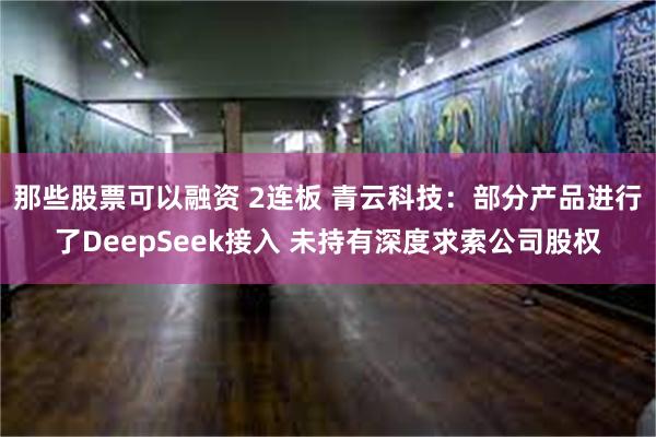 那些股票可以融资 2连板 青云科技：部分产品进行了DeepSeek接入 未持有深度求索公司股权