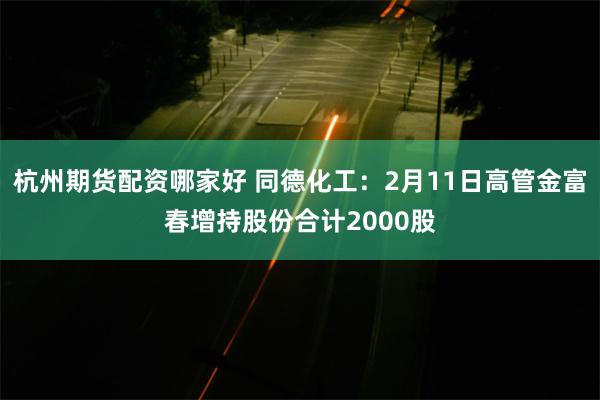 杭州期货配资哪家好 同德化工：2月11日高管金富春增持股份合计2000股