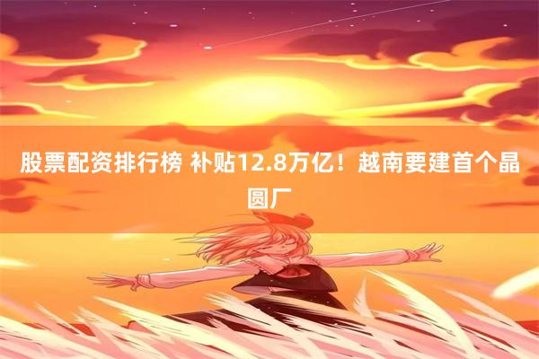 股票配资排行榜 补贴12.8万亿！越南要建首个晶圆厂