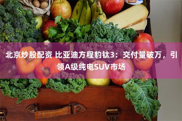 北京炒股配资 比亚迪方程豹钛3：交付量破万，引领A级纯电SUV市场