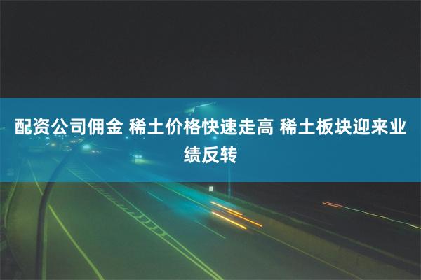 配资公司佣金 稀土价格快速走高 稀土板块迎来业绩反转